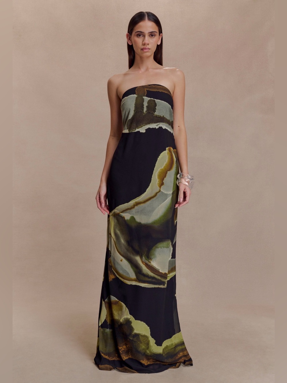 Amaya Strapless Chiffon Maxi Dress